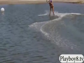 Big titted babes enjoyed wakeboarding naked by the lake 19