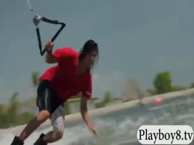 Big titted babes enjoyed wakeboarding naked by the lake 8