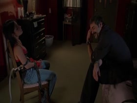 Sarah Shahi underware, cleavage scene in Guns for Hire 4